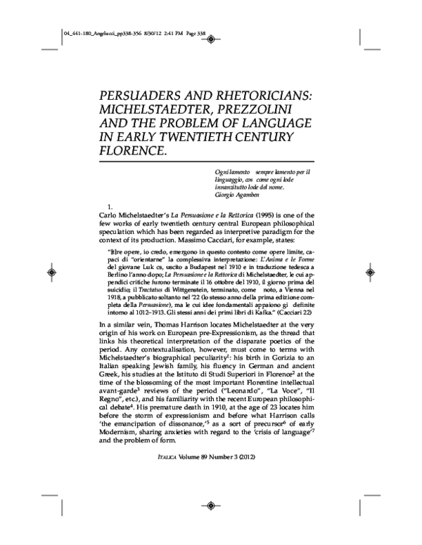 persuasion and rhetoric carlo michelstaedter pdf